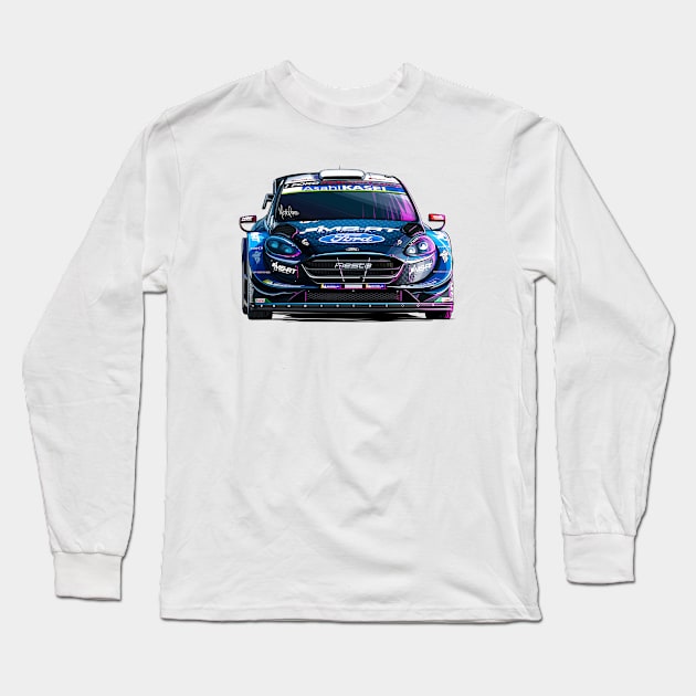 Ford Fiesta WRC Artwork Long Sleeve T-Shirt by Mario Ramos Rally Art